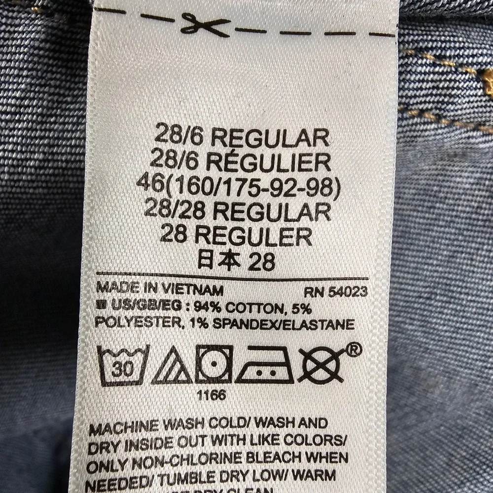 Gap Vintage Slim High Rise Jeans Dark Indigo Raw Hem 28/6R